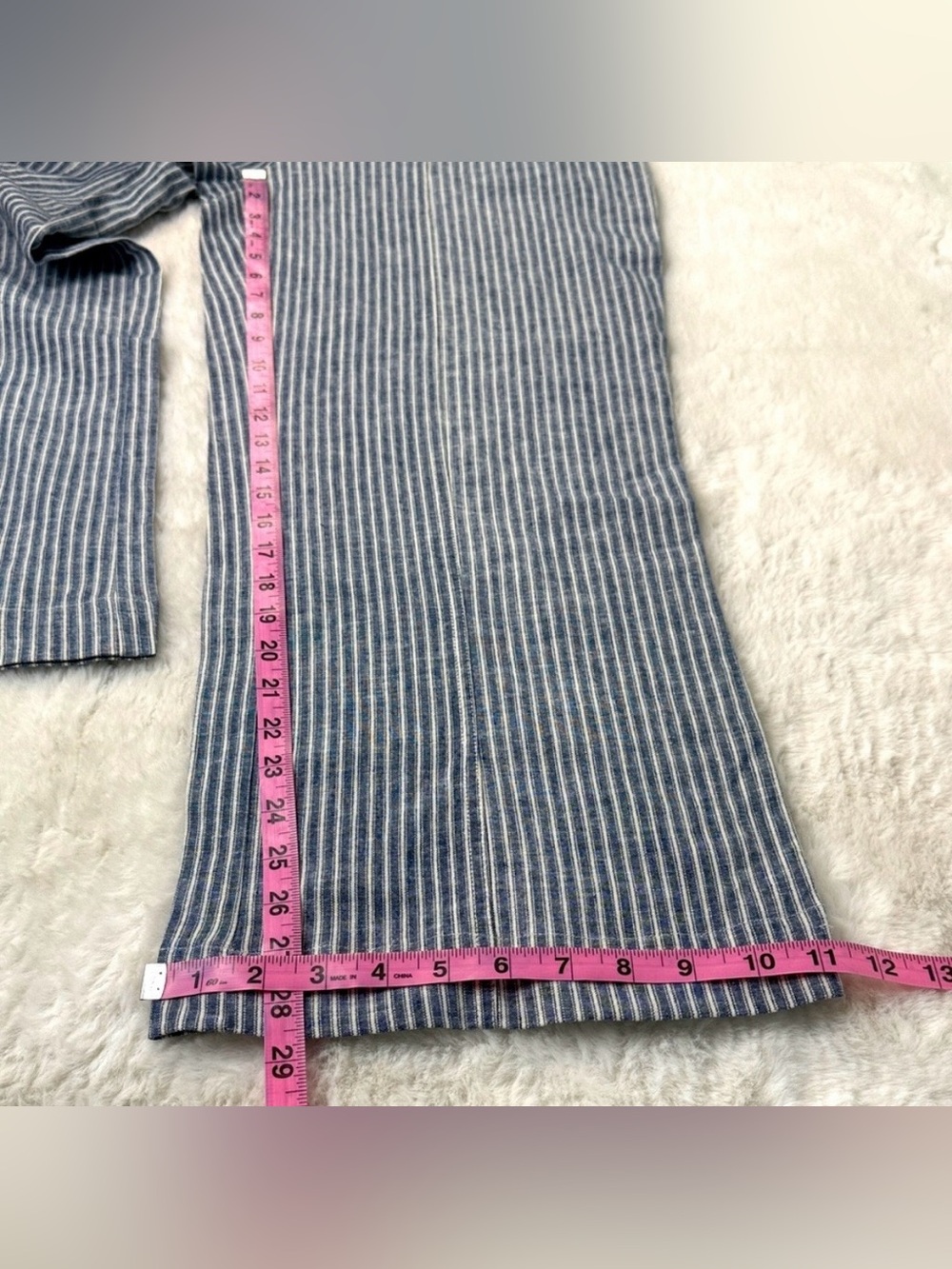 EUC Sundance Blue & White Pinstripe Wide-Leg Linen Pants - Picture 9 of 11